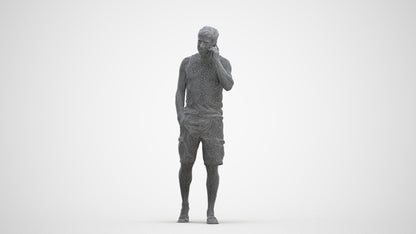 3D people model man casual walking, scanned human for 3ds Max rendering, three-quarter front view render