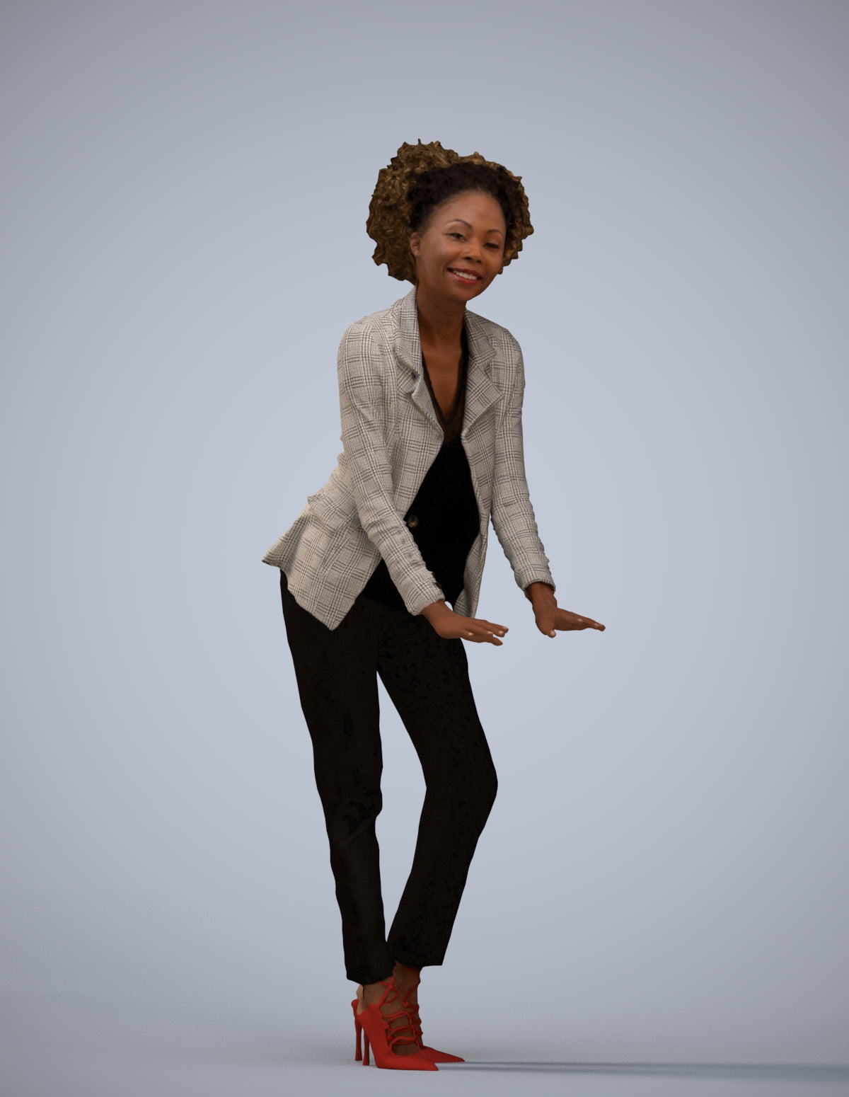realistic 3D human woman business standing, archviz people FBX OBJ for Blender
