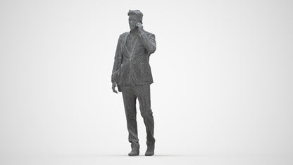 3D scanned man business, photorealistic archviz people for Enscape and SketchUp, wireframe back view