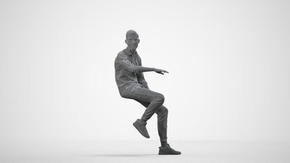 realistic 3D people man casual sitting, render-ready for V-Ray and Corona, FBX OBJ, wireframe side view