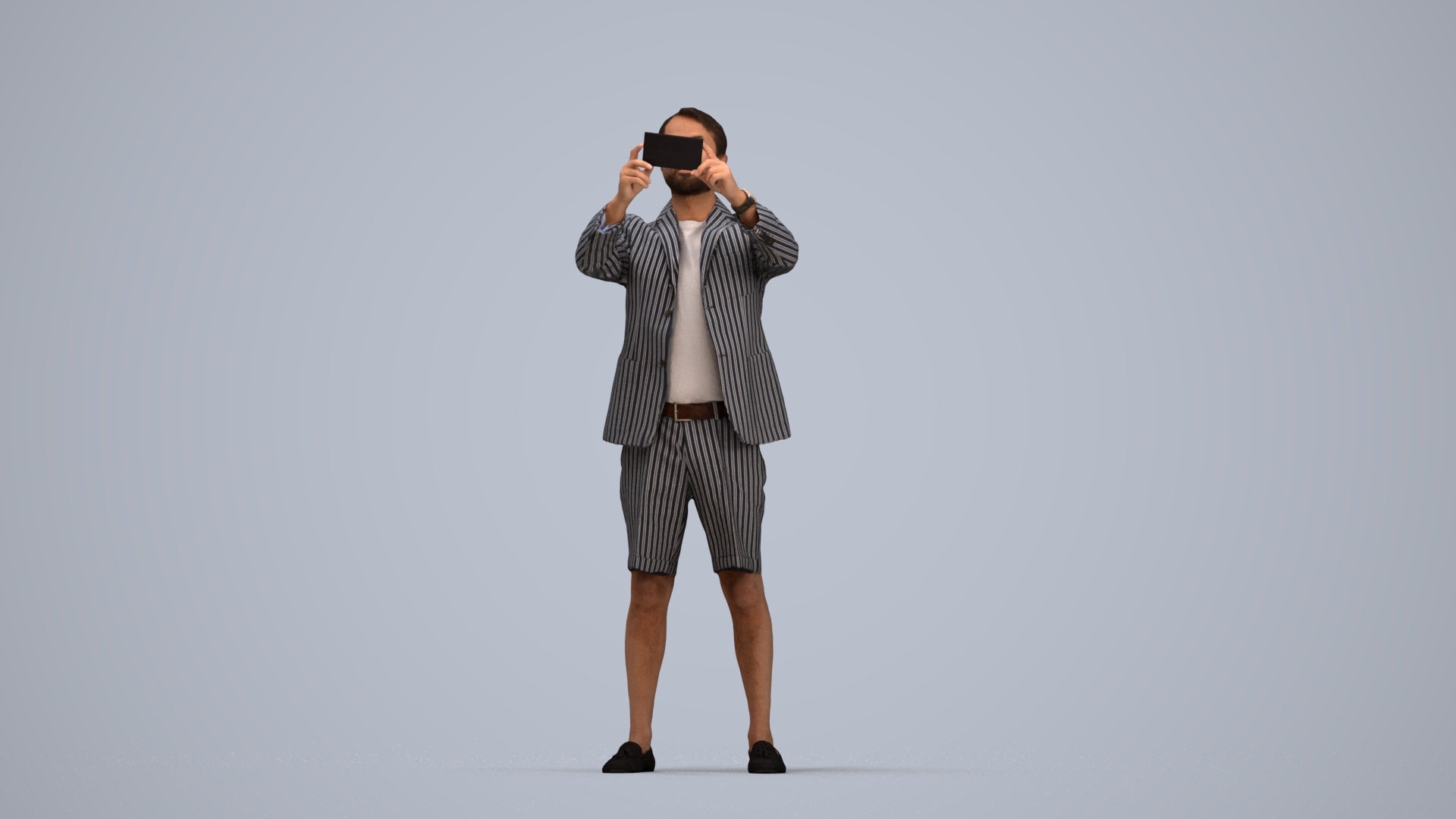3D scanned man standing business, photorealistic archviz people for Enscape and SketchUp, top-down view render