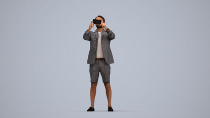 3D scanned man standing business, photorealistic archviz people for Enscape and SketchUp, top-down view render