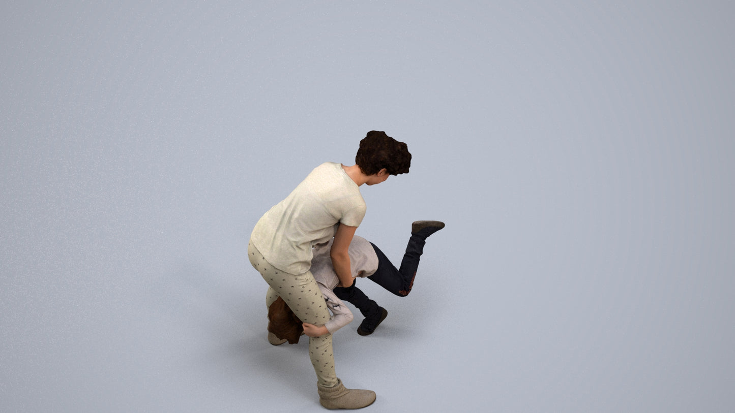 photogrammetry 3D girl kids, realistic human model archviz FBX, back view render