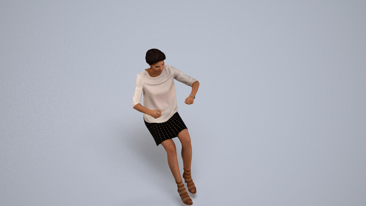 3D scanned woman driving casual, photorealistic archviz people for Enscape and SketchUp, back view render