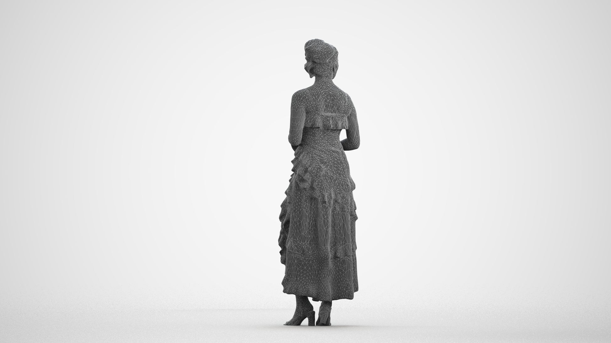 scanned 3D woman formal formalaffairs, photogrammetry people for Enscape and V-Ray, wireframe front view