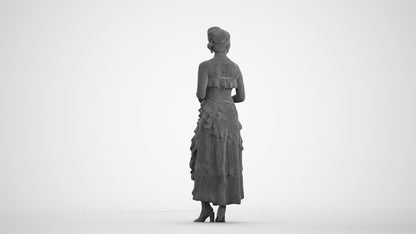 scanned 3D woman formal formalaffairs, photogrammetry people for Enscape and V-Ray, wireframe front view