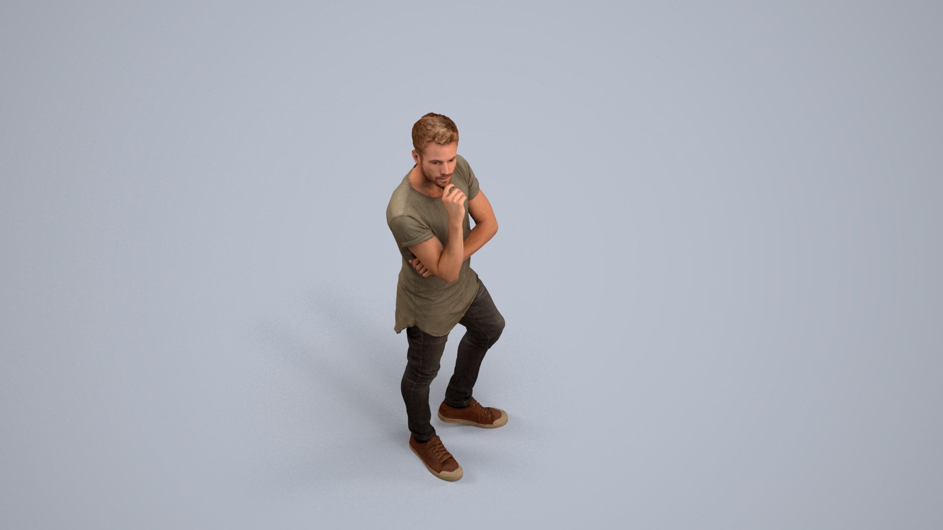realistic 3D man casual standing, scanned archviz people for Blender and 3ds Max, back view render