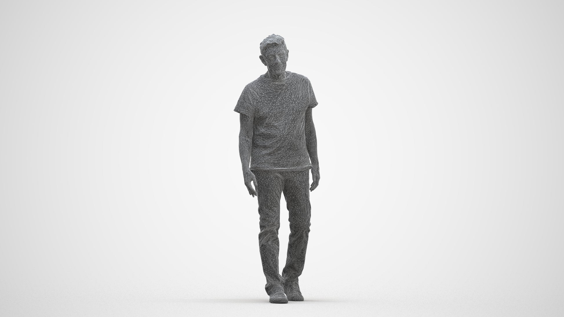 realistic 3D people senior man casual walking, render-ready for V-Ray and Corona, FBX OBJ, three-quarter front view render
