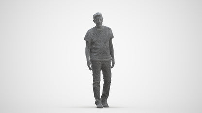 realistic 3D people senior man casual walking, render-ready for V-Ray and Corona, FBX OBJ, three-quarter front view render