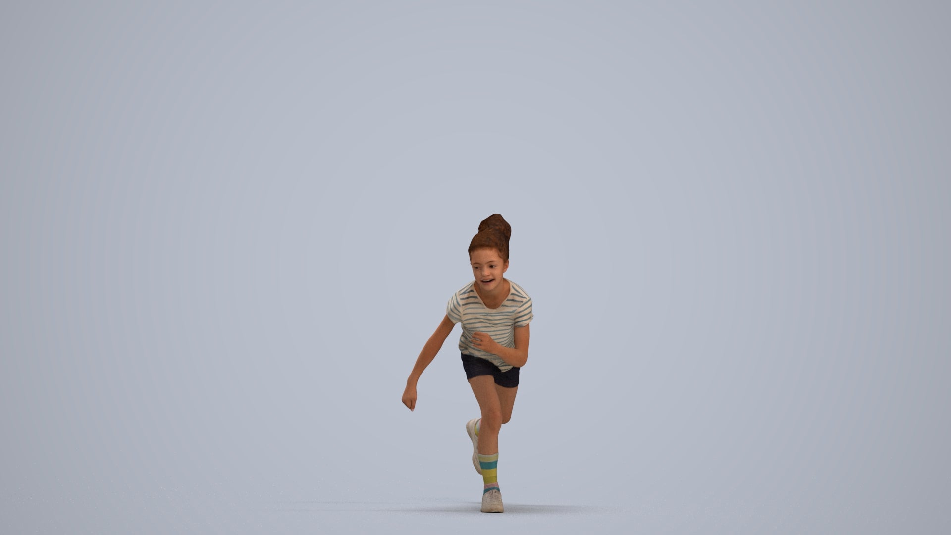 realistic 3D human girl casual kids, archviz people FBX OBJ for Blender, standing pose render
