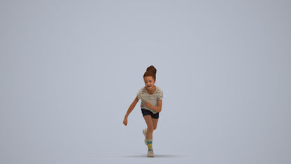 realistic 3D human girl casual kids, archviz people FBX OBJ for Blender, standing pose render