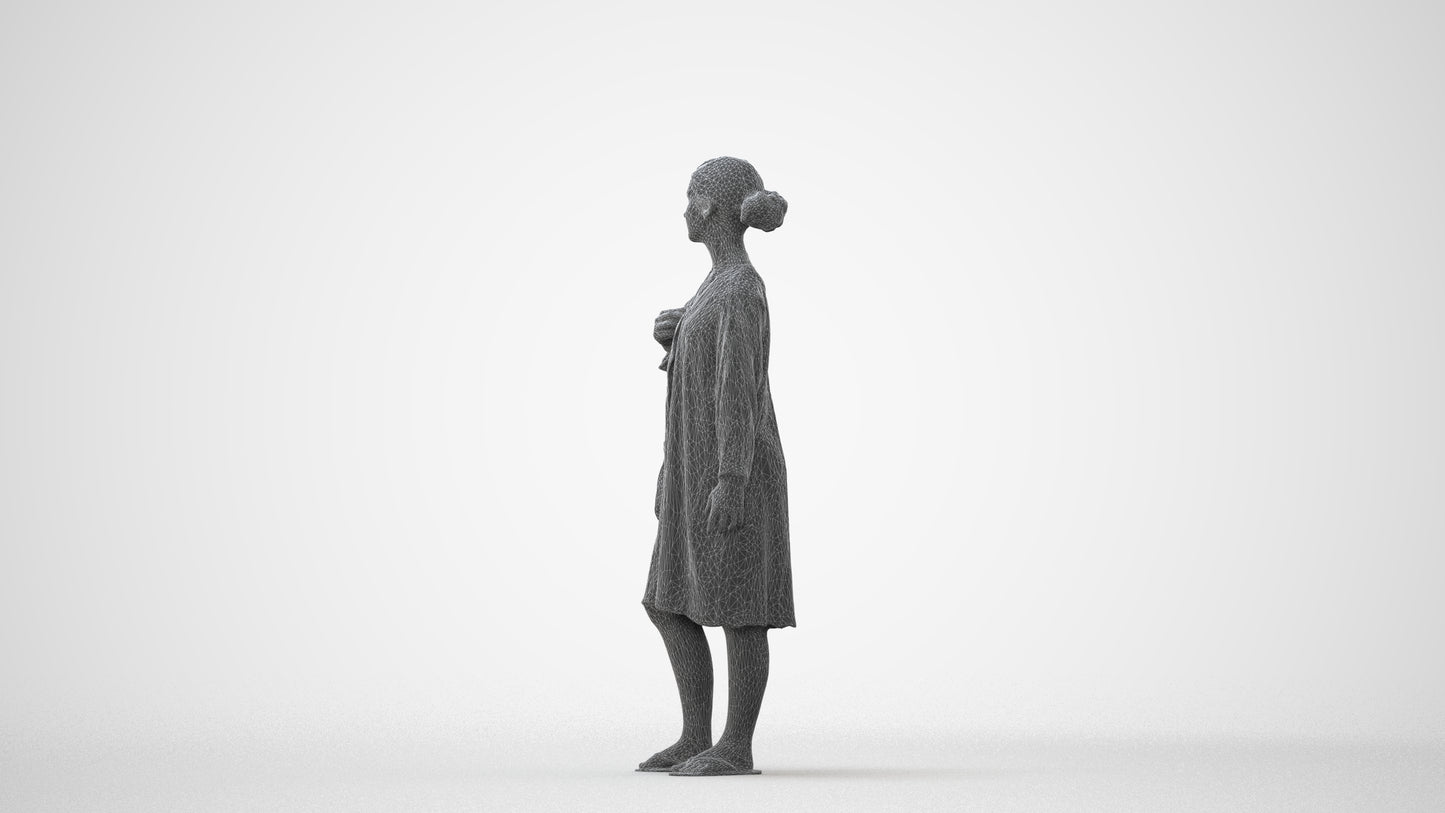 3D human model girl casual kids, photogrammetry scanned person for archviz, square thumbnail