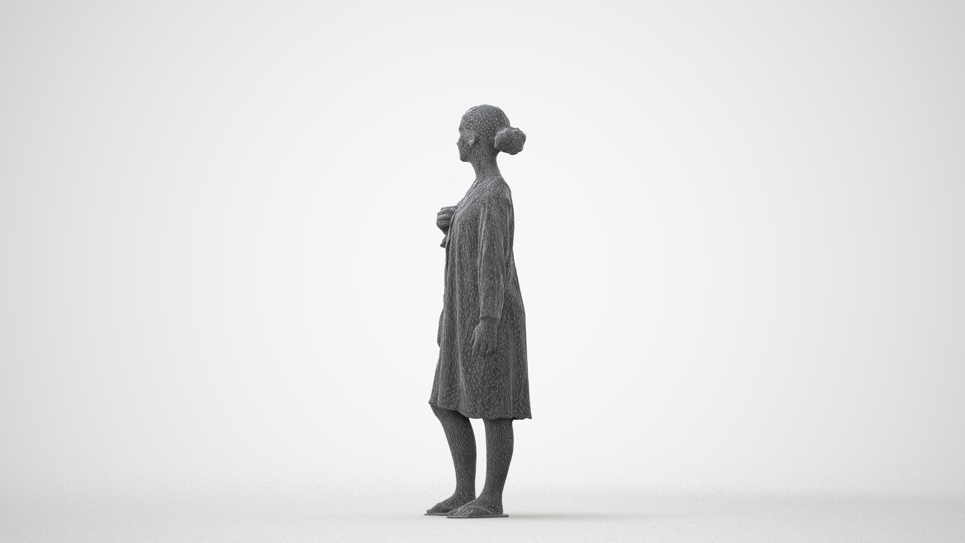 3D human model girl casual kids, photogrammetry scanned person for archviz, square thumbnail