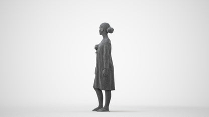 3D human model girl casual kids, photogrammetry scanned person for archviz, square thumbnail