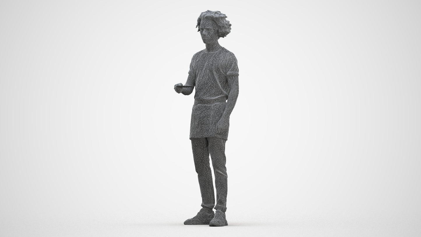 realistic 3D human man door, archviz people FBX OBJ for Blender, three-quarter front view render