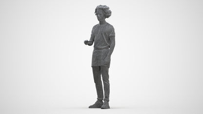 realistic 3D human man door, archviz people FBX OBJ for Blender, three-quarter front view render