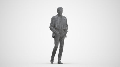 realistic 3D man business standing, scanned archviz people for Blender and 3ds Max, three-quarter front view render