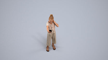 3D people model girl kids, scanned human for 3ds Max rendering, back view render