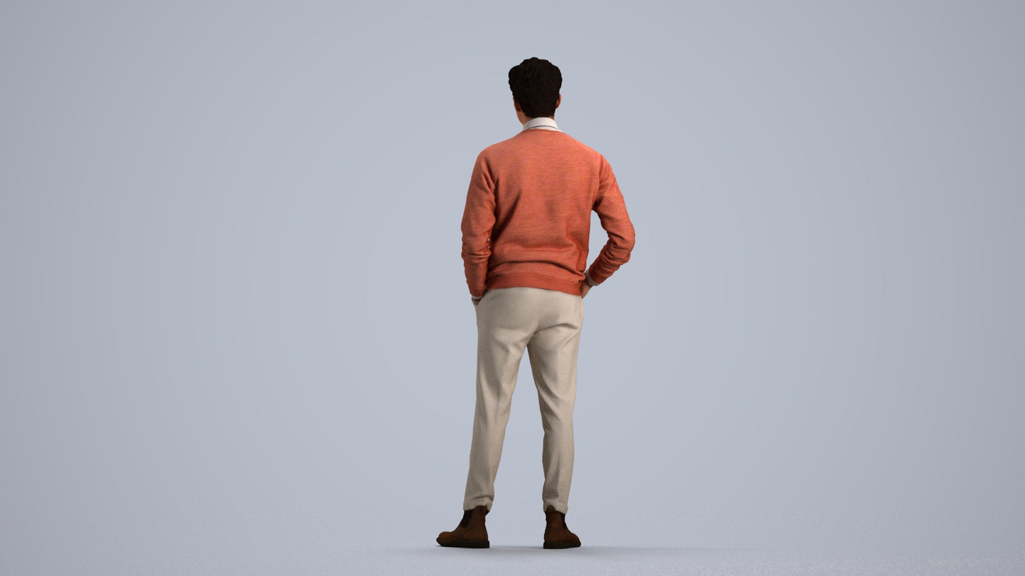 3D scanned man business casual, photorealistic archviz people for Enscape and SketchUp, front view render