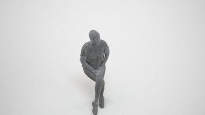 realistic 3D people woman casual sitting, render-ready for V-Ray and Corona, FBX OBJ, wireframe three-quarter view