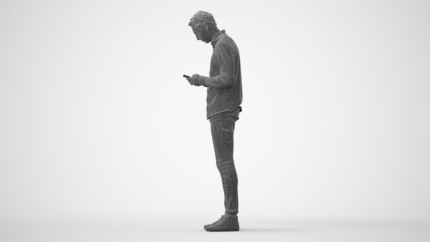 3D people model man casual standing, scanned human for 3ds Max rendering, square thumbnail