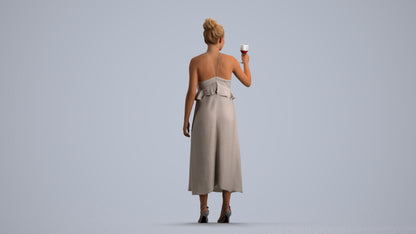 3D people model woman formal formalaffairs, scanned human for 3ds Max rendering, front view render