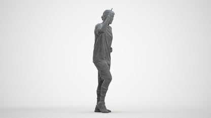 3D human model man sport, photogrammetry scanned person for archviz, three-quarter front view render