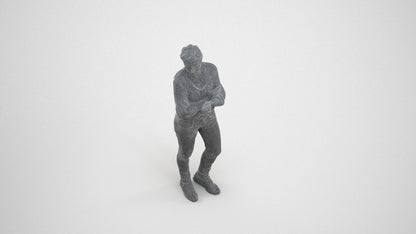 3D human model woman casual standing, photogrammetry scanned person for archviz, wireframe three-quarter view