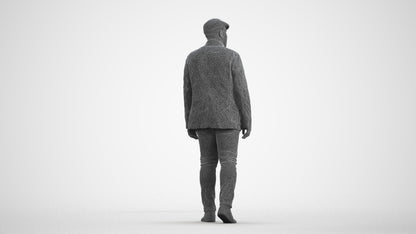 photogrammetry 3D man casual walking, realistic human model archviz FBX, wireframe front view