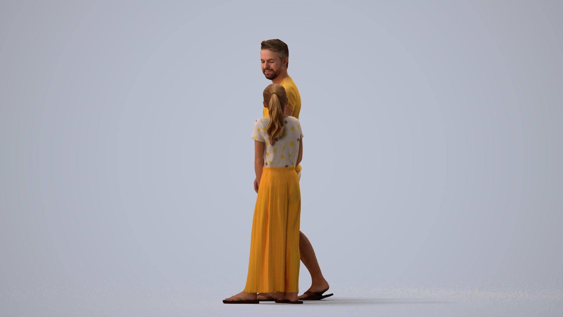 realistic 3D human girl kids, archviz people FBX OBJ for Blender, three-quarter view render