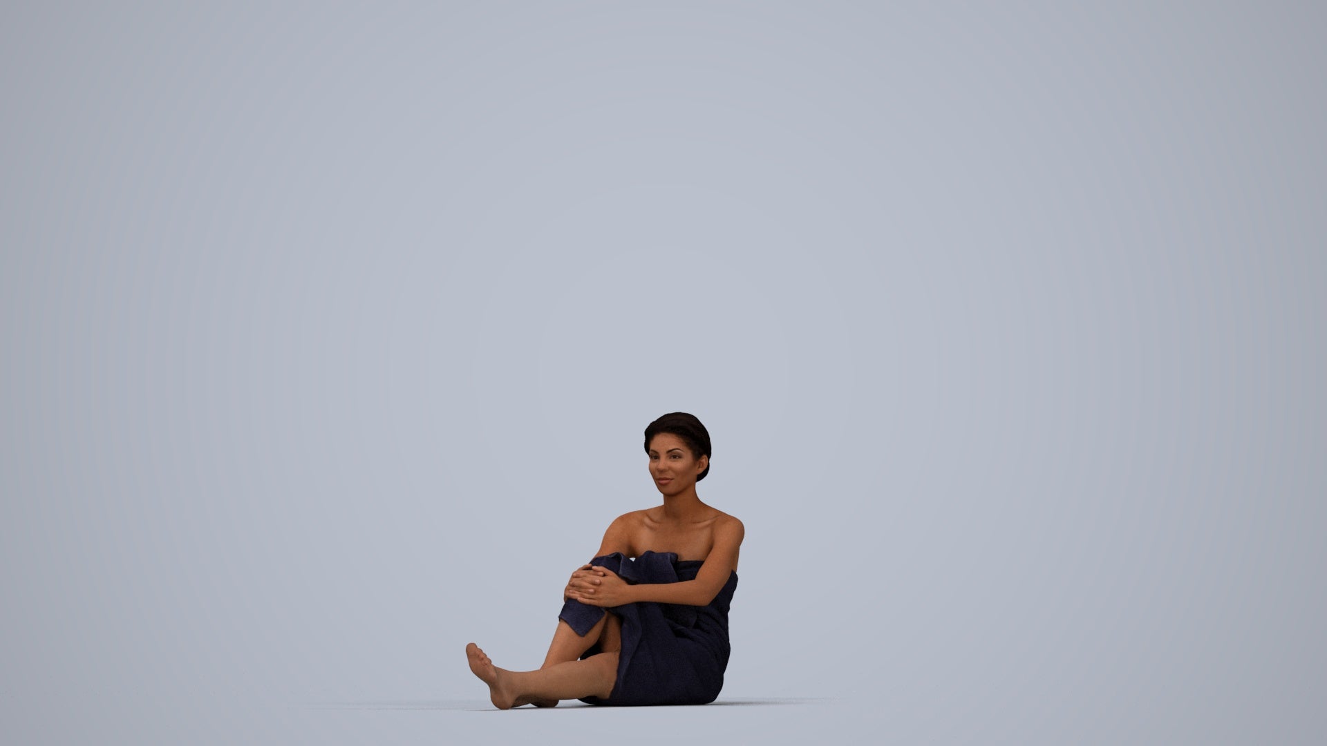 3D scanned woman sport, photorealistic archviz people for Enscape and SketchUp, top-down view render