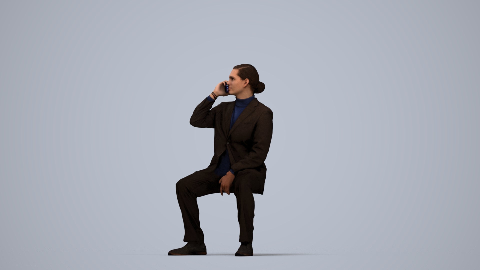 3D scanned man business, photorealistic archviz people for Enscape and SketchUp, top-down view render