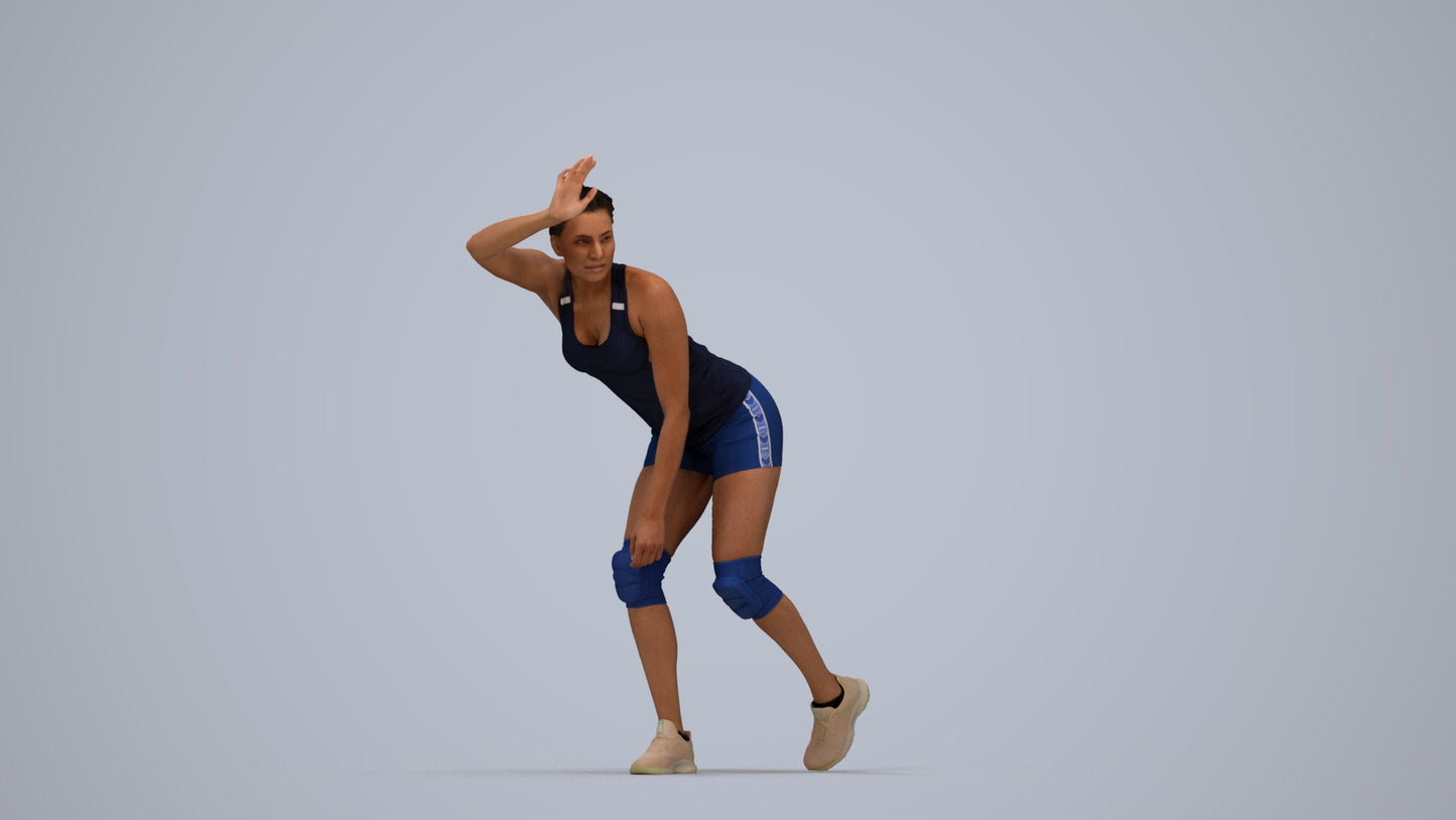 scanned 3D woman sport, photogrammetry people for Enscape and V-Ray, top-down view render