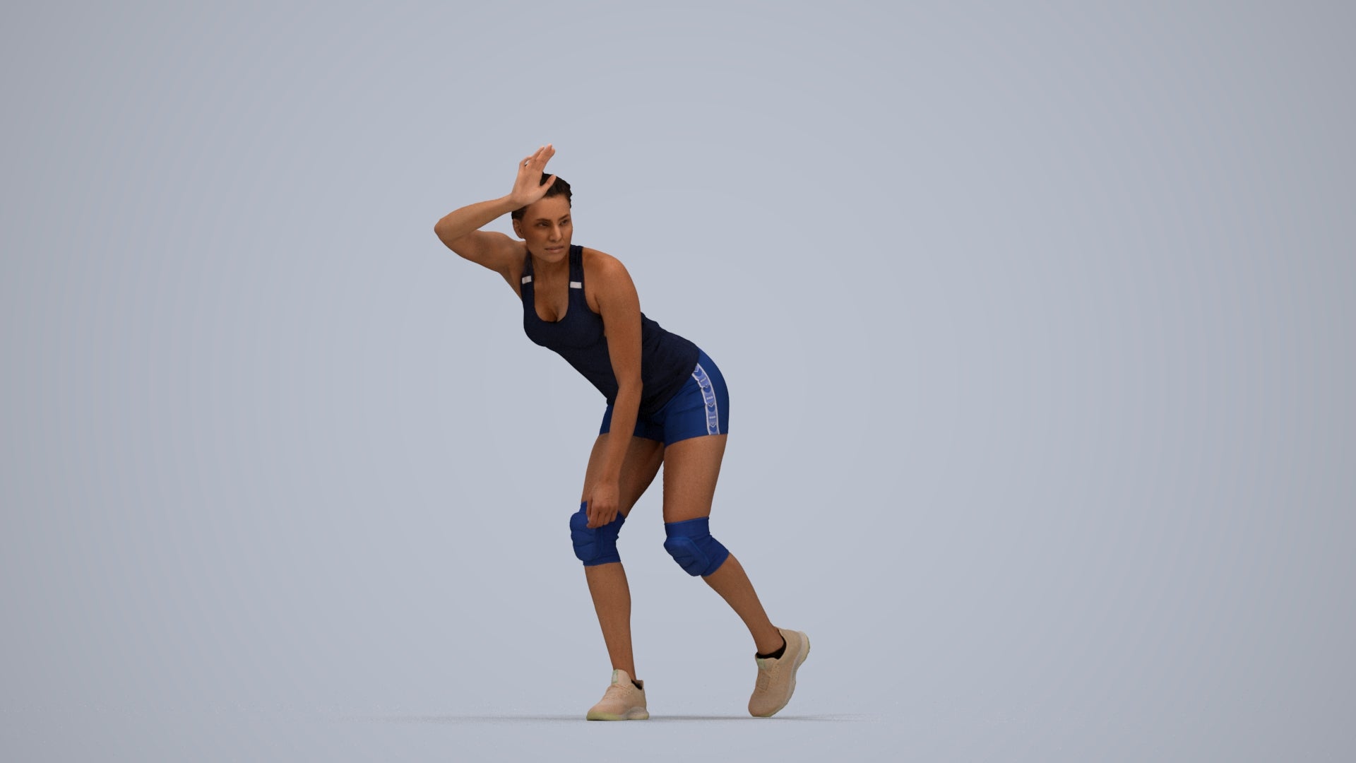 scanned 3D woman sport, photogrammetry people for Enscape and V-Ray, top-down view render