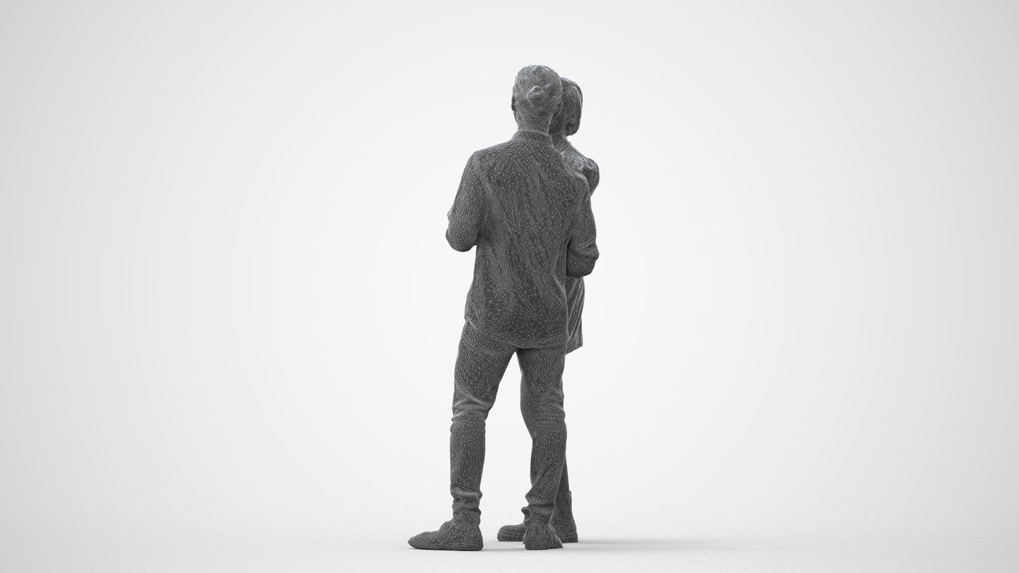 scanned 3D woman casual couple, photogrammetry people for Enscape and V-Ray, square thumbnail