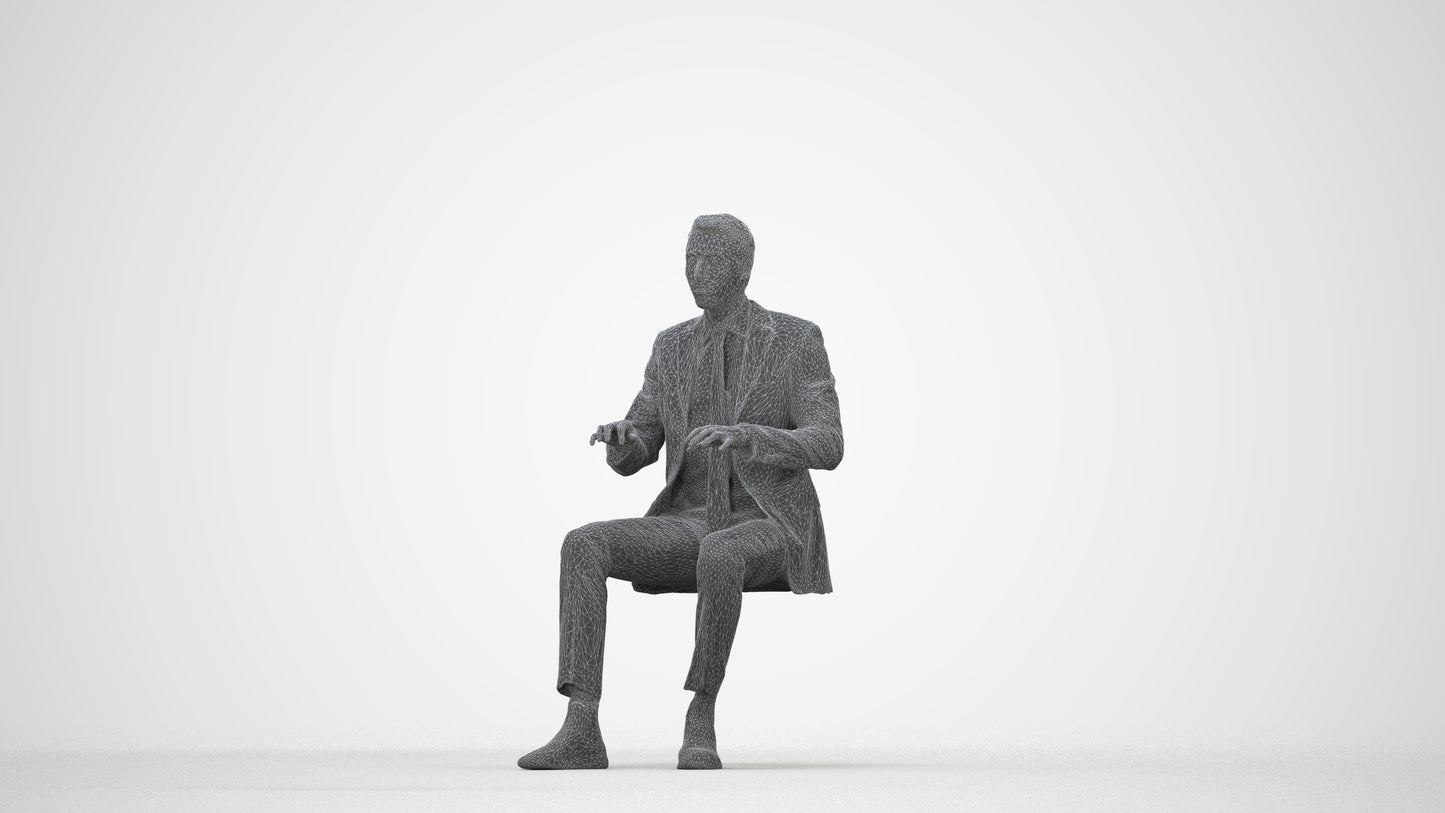 realistic 3D human man business, archviz people FBX OBJ for Blender, wireframe back view