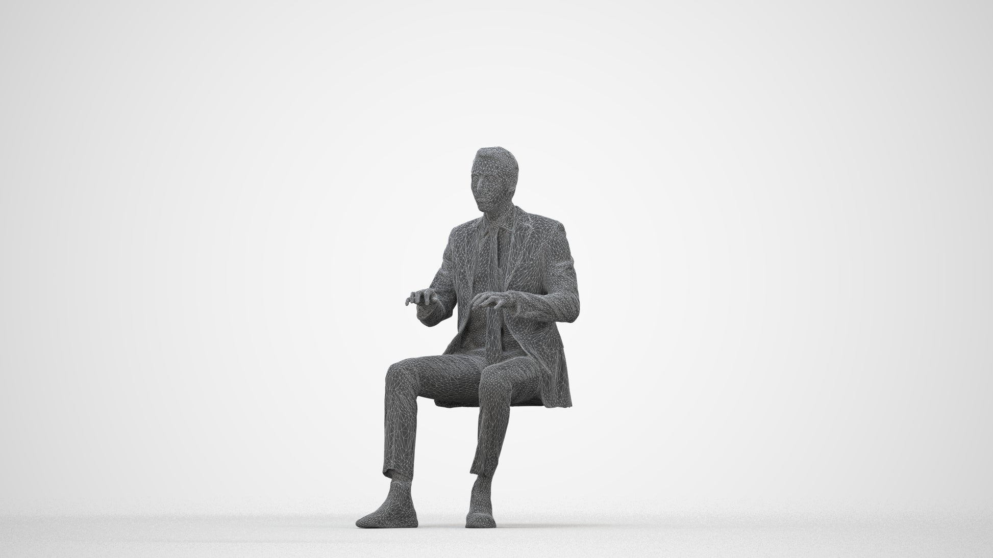 realistic 3D human man business, archviz people FBX OBJ for Blender, wireframe back view