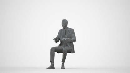 realistic 3D human man business, archviz people FBX OBJ for Blender, wireframe back view
