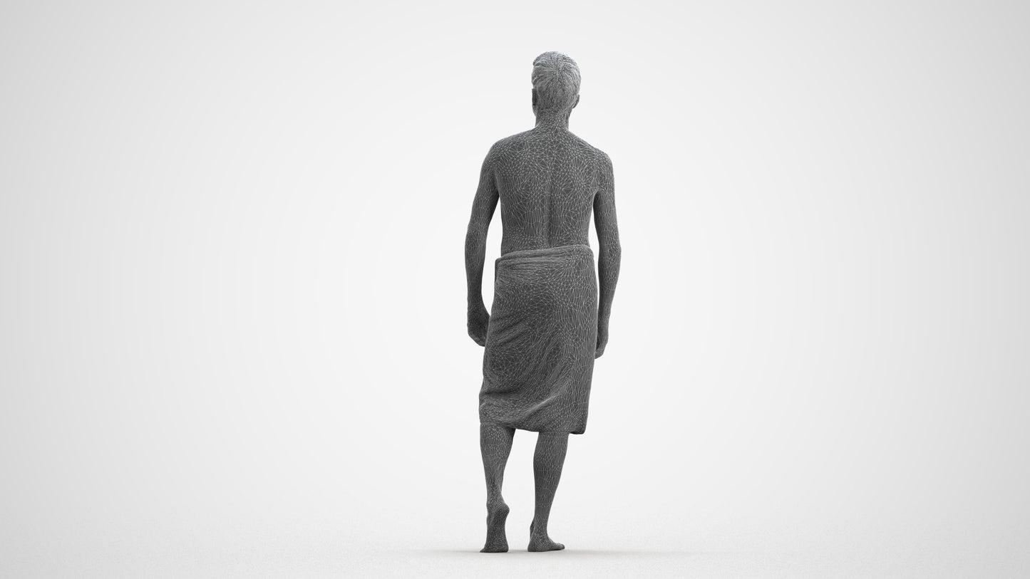 photogrammetry 3D man sport, realistic human model archviz FBX, wireframe front view