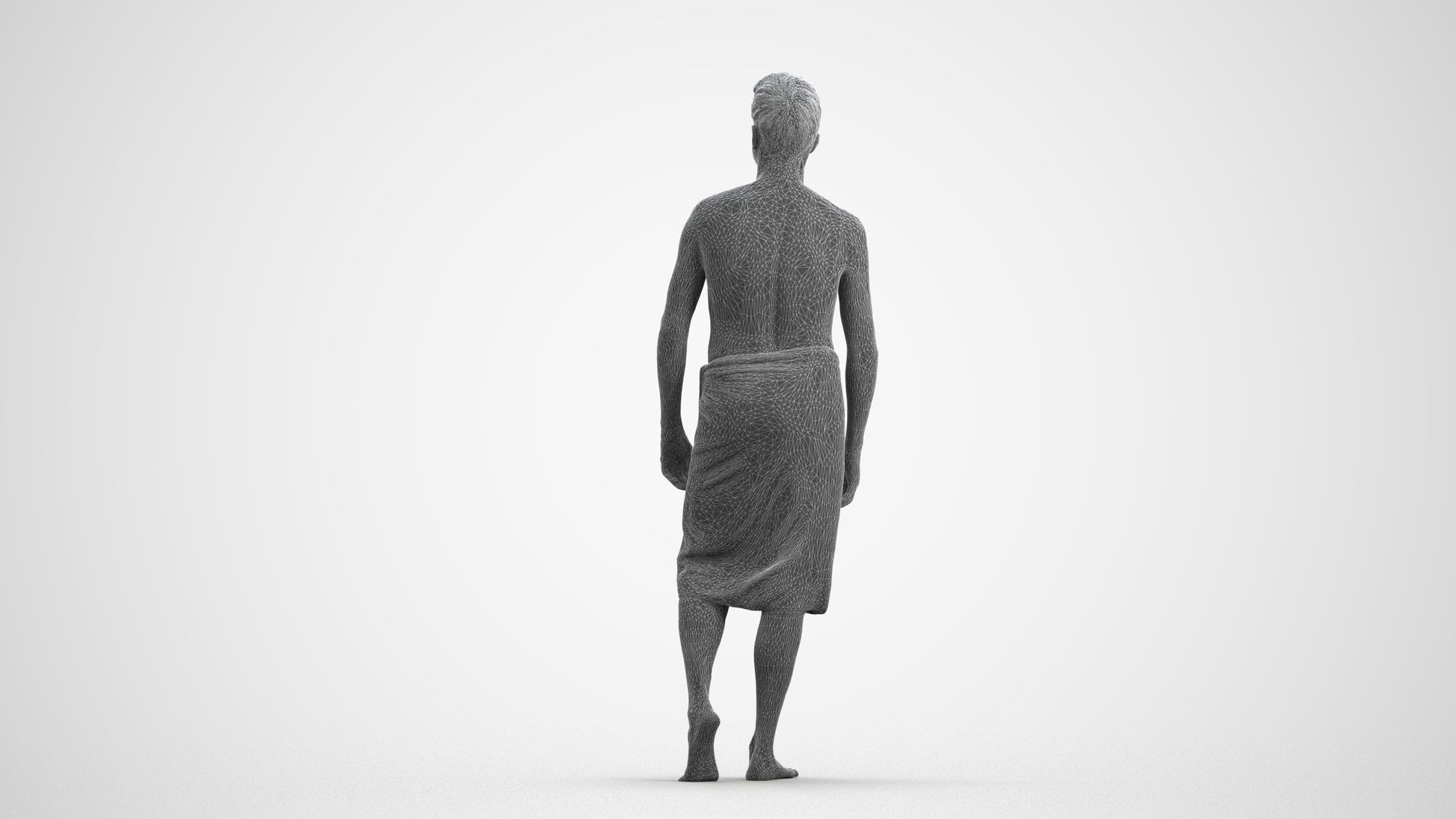 photogrammetry 3D man sport, realistic human model archviz FBX, wireframe front view