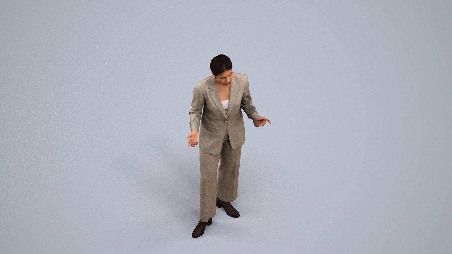 realistic 3D woman business, scanned archviz people for Blender and 3ds Max, back view render