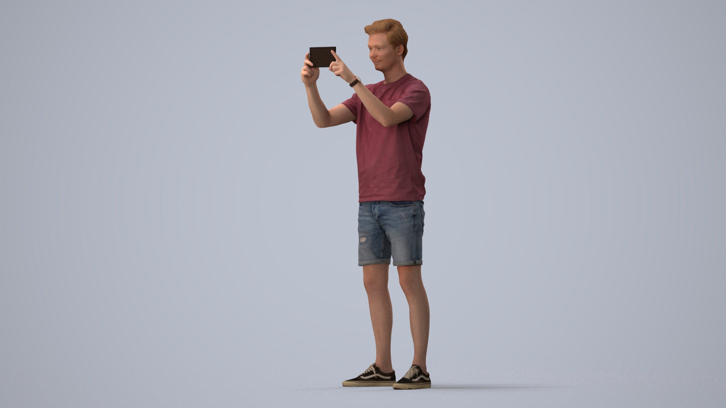 realistic 3D people man casual standing, render-ready for V-Ray and Corona, FBX OBJ, three-quarter view render