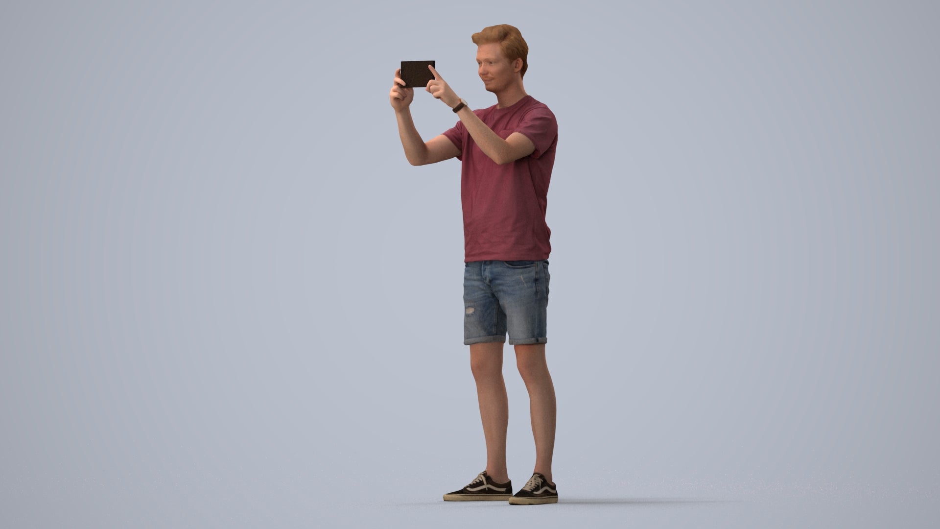 realistic 3D people man casual standing, render-ready for V-Ray and Corona, FBX OBJ, three-quarter view render