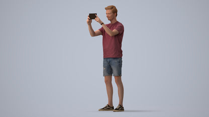 realistic 3D people man casual standing, render-ready for V-Ray and Corona, FBX OBJ, three-quarter view render