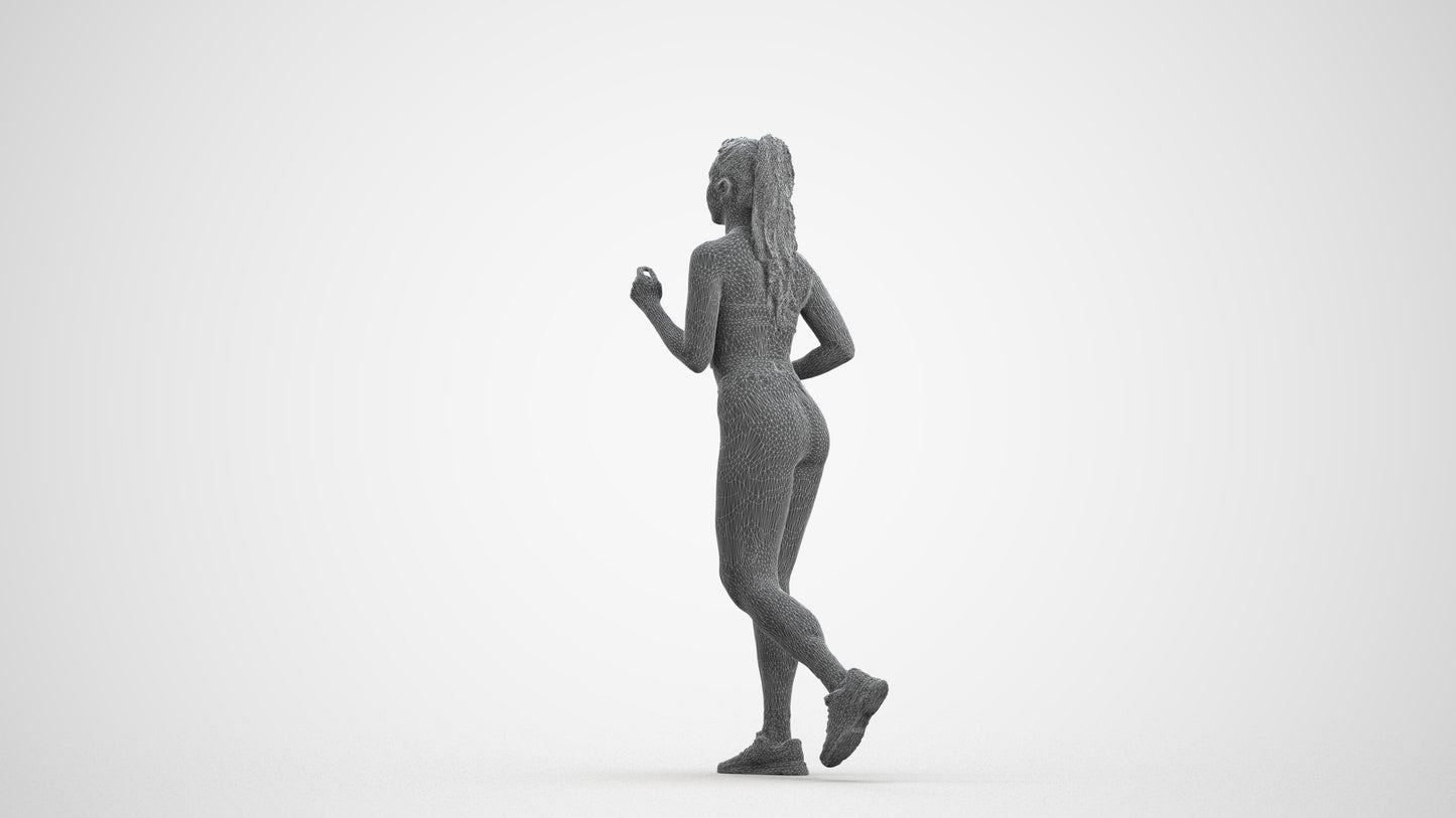 scanned 3D woman sport, photogrammetry people for Enscape and V-Ray, wireframe front view