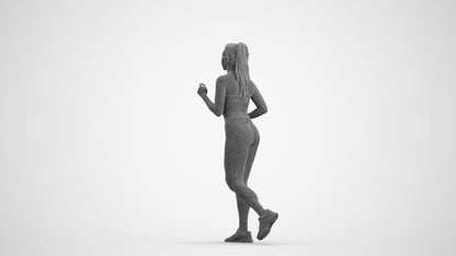 scanned 3D woman sport, photogrammetry people for Enscape and V-Ray, wireframe front view