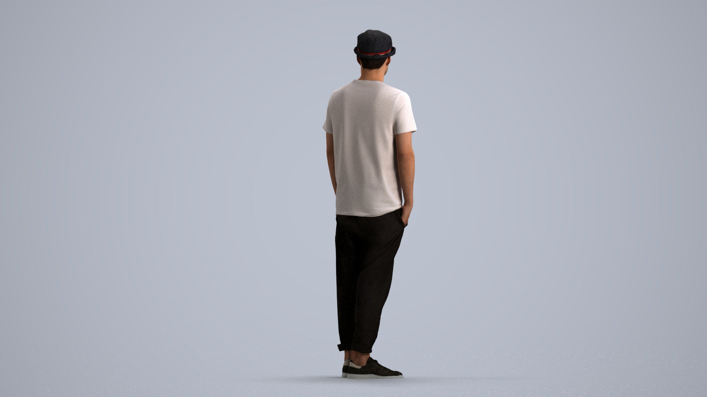 photogrammetry 3D man casual standing, realistic human model archviz FBX, front view render