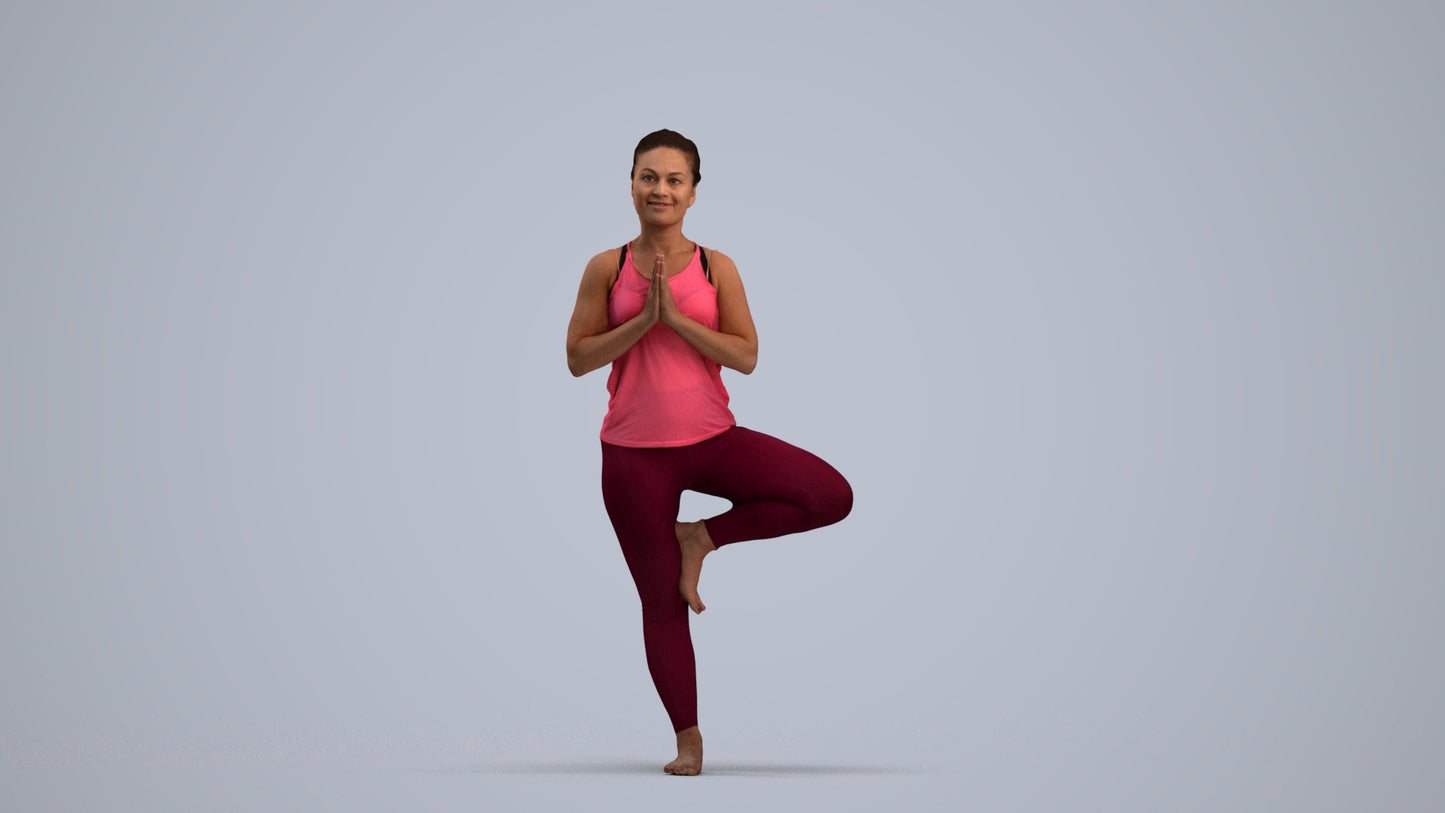 3D scanned woman sport, photorealistic archviz people for Enscape and SketchUp, standing pose render