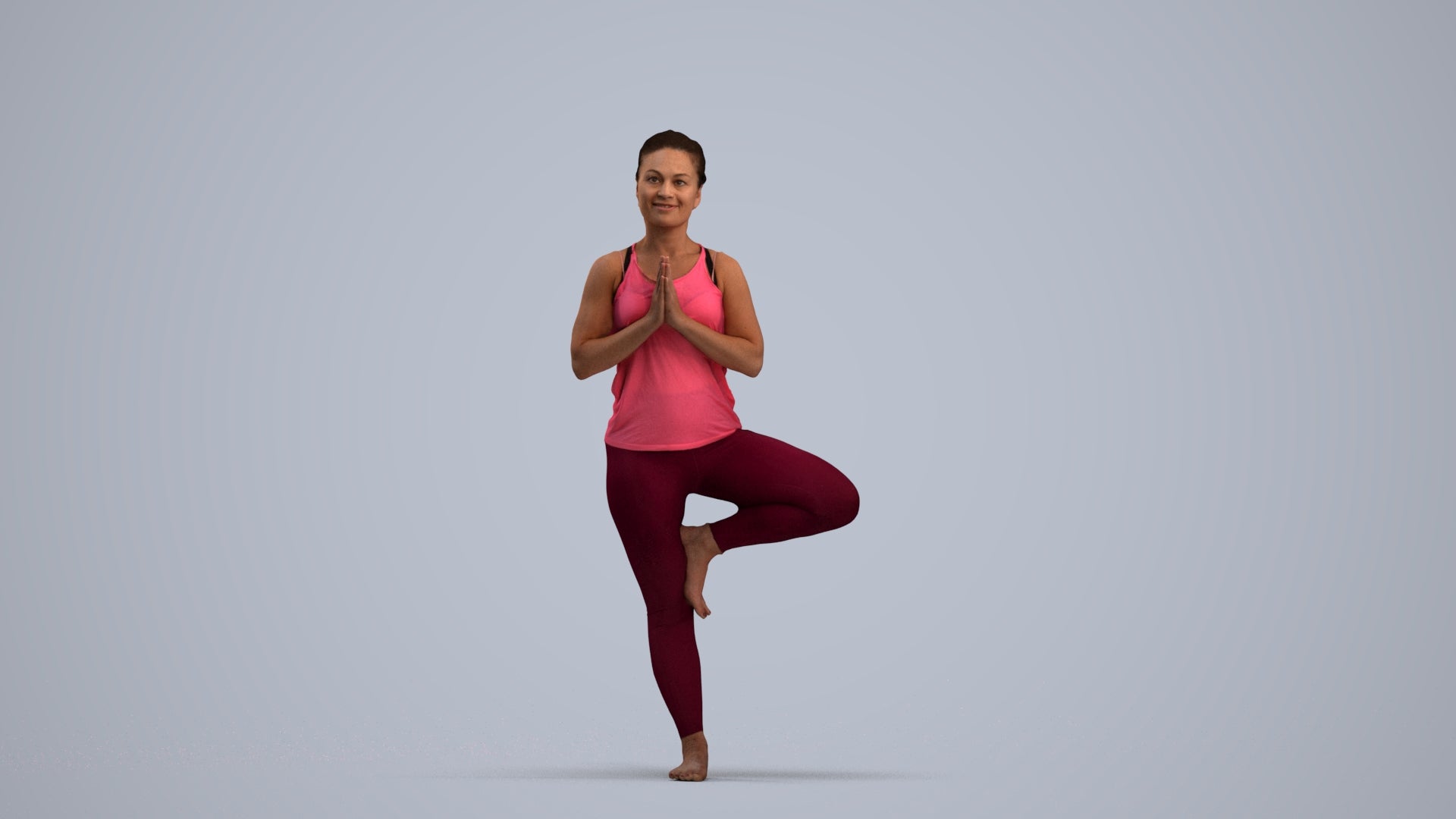 3D scanned woman sport, photorealistic archviz people for Enscape and SketchUp, standing pose render