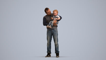 photogrammetry 3D boy casual kids, realistic human model archviz FBX, standing pose render